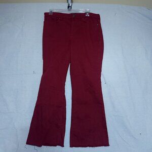 NYDJ Fiona Slim Flare Court Ankle Jeans Womens 10 Boysenberry Reactive Raw Hem